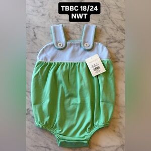 TBBC Bingham Green and Blue Baby Romper